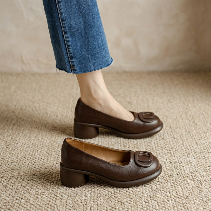 Product image for 2025 Hot Seller Retro Spring  Autumn Fashion Trend Round Head Soft Bottom Thick Heel Women Soft Bottom Single Shoes Comfortable