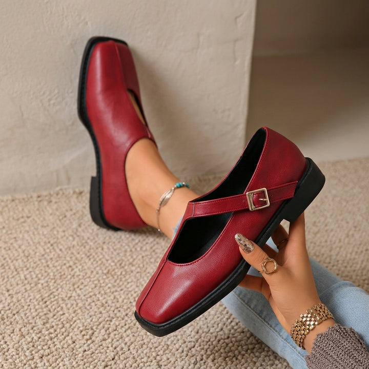 Product image for 2026 New Retro Square-Toe Mary Jane Shoes, Single-Strap Shallow-Mouth Flats, British-Style Thick-Soled Commuter Women&
