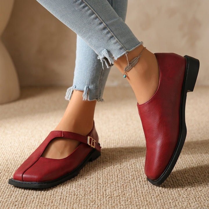Product image for 2026 New Retro Square-Toe Mary Jane Shoes, Single-Strap Shallow-Mouth Flats, British-Style Thick-Soled Commuter Women&