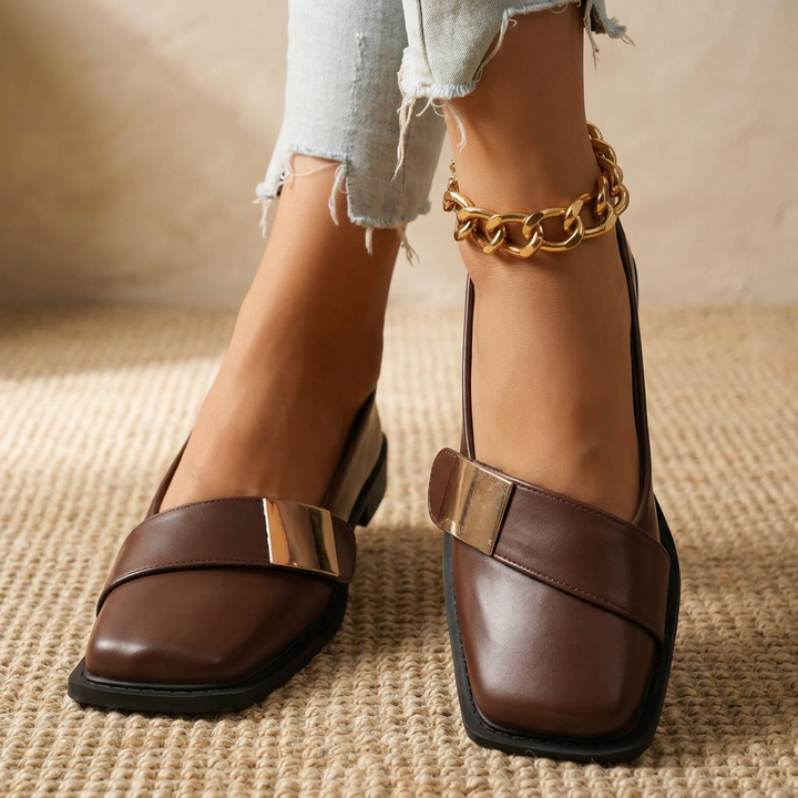 Product image for Women Sexy Sandals Elegant Square Toe Causal Flat Shoes for Women Fashion Low Heels Sandals Brand Designer Women Party Shoes
