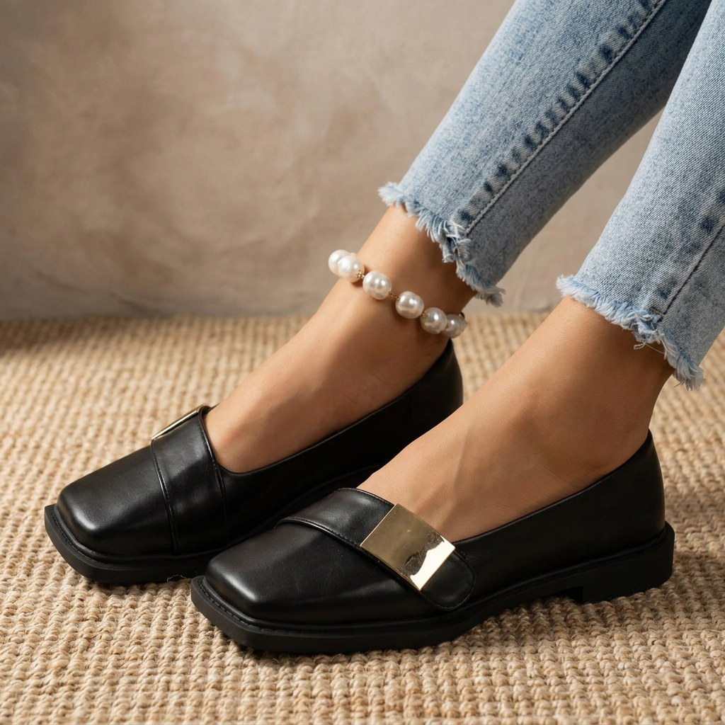 Product image for Women Sexy Sandals Elegant Square Toe Causal Flat Shoes for Women Fashion Low Heels Sandals Brand Designer Women Party Shoes