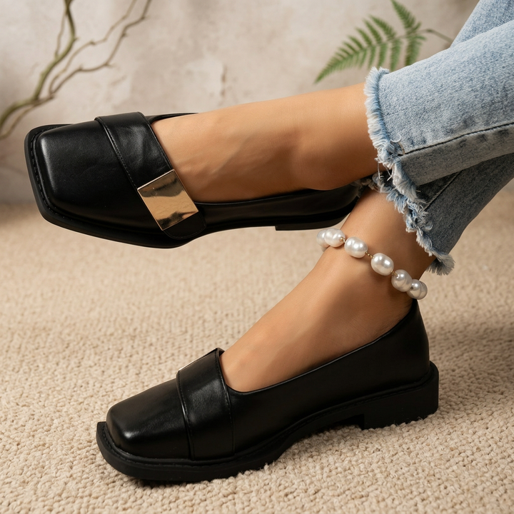 Product image for Women Sexy Sandals Elegant Square Toe Causal Flat Shoes for Women Fashion Low Heels Sandals Brand Designer Women Party Shoes