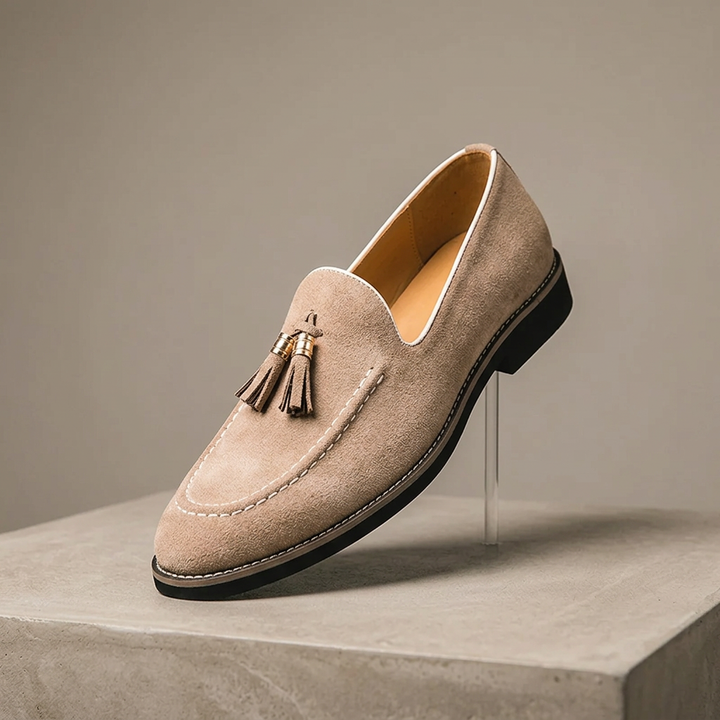 Product image for New Fashion Tassel Leather Men Shoes Slip On Loafers Round Toe Patchwork Suede Dress Shoes Man Daily Wedding Party Shoes for Man