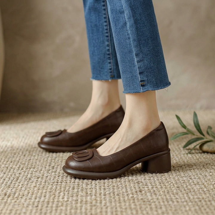 Product image for 2025 Hot Seller Retro Spring  Autumn Fashion Trend Round Head Soft Bottom Thick Heel Women Soft Bottom Single Shoes Comfortable