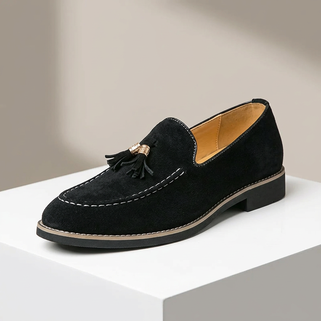 Product image for New Fashion Tassel Leather Men Shoes Slip On Loafers Round Toe Patchwork Suede Dress Shoes Man Daily Wedding Party Shoes for Man