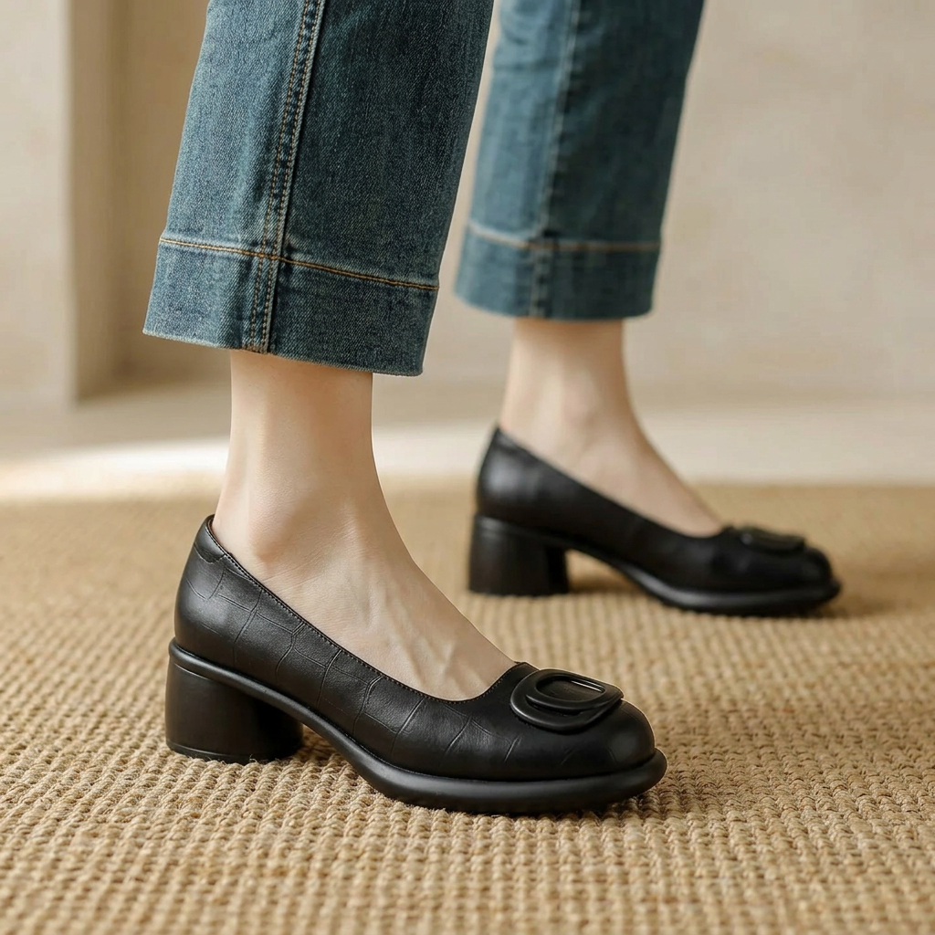 Product image for 2025 Hot Seller Retro Spring  Autumn Fashion Trend Round Head Soft Bottom Thick Heel Women Soft Bottom Single Shoes Comfortable