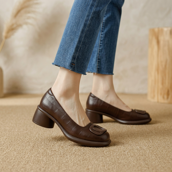 Product image for 2025 Hot Seller Retro Spring  Autumn Fashion Trend Round Head Soft Bottom Thick Heel Women Soft Bottom Single Shoes Comfortable