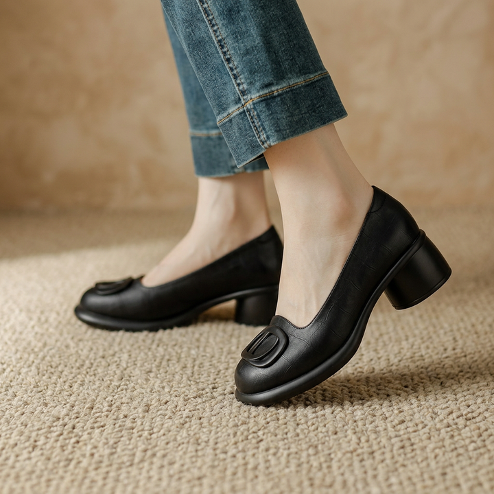 Product image for 2025 Hot Seller Retro Spring  Autumn Fashion Trend Round Head Soft Bottom Thick Heel Women Soft Bottom Single Shoes Comfortable