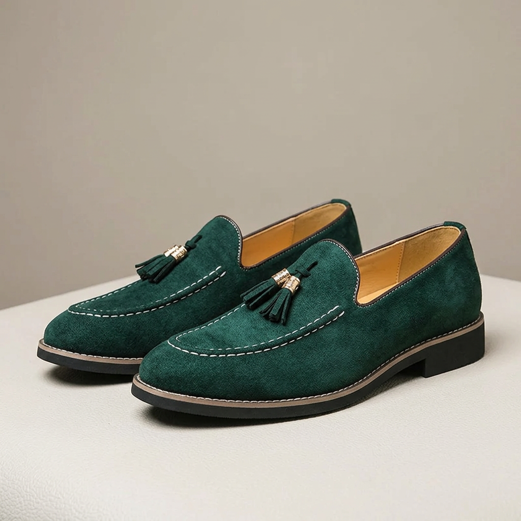 Product image for New Fashion Tassel Leather Men Shoes Slip On Loafers Round Toe Patchwork Suede Dress Shoes Man Daily Wedding Party Shoes for Man