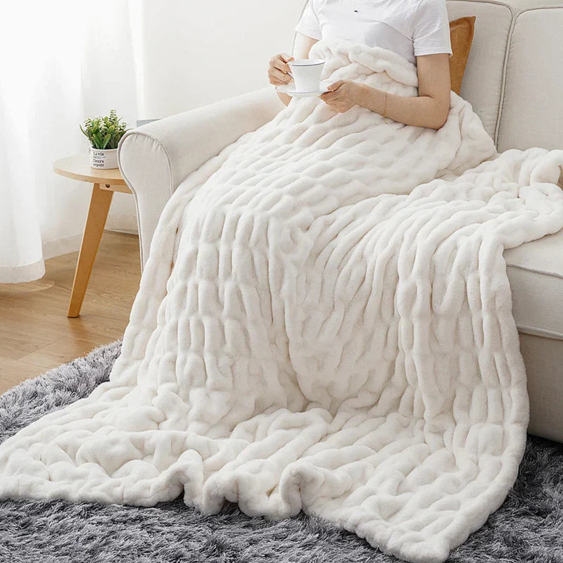 Basilio Faux Rabbit Fur Blanket Throw
