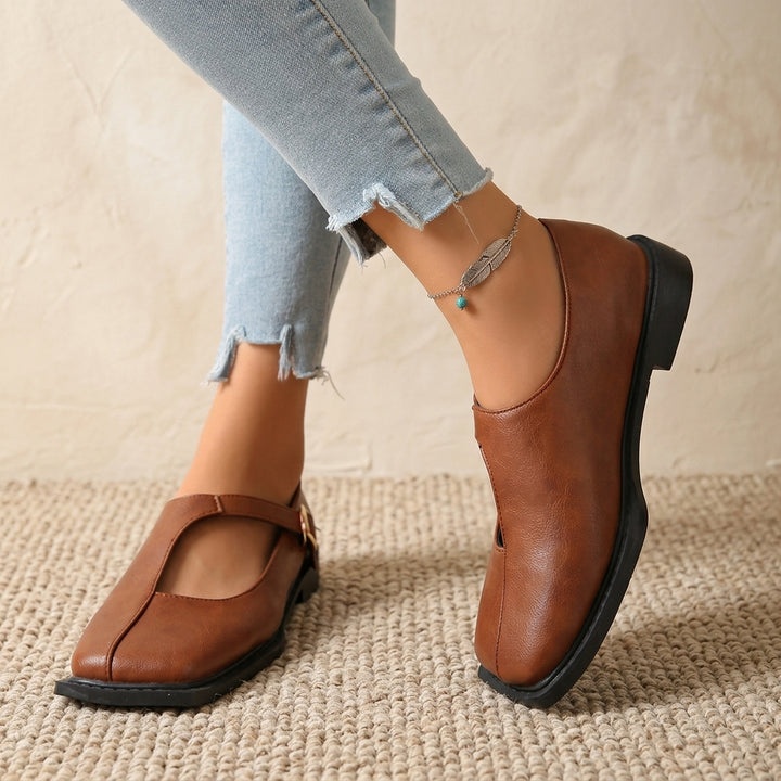 Product image for 2026 New Retro Square-Toe Mary Jane Shoes, Single-Strap Shallow-Mouth Flats, British-Style Thick-Soled Commuter Women&