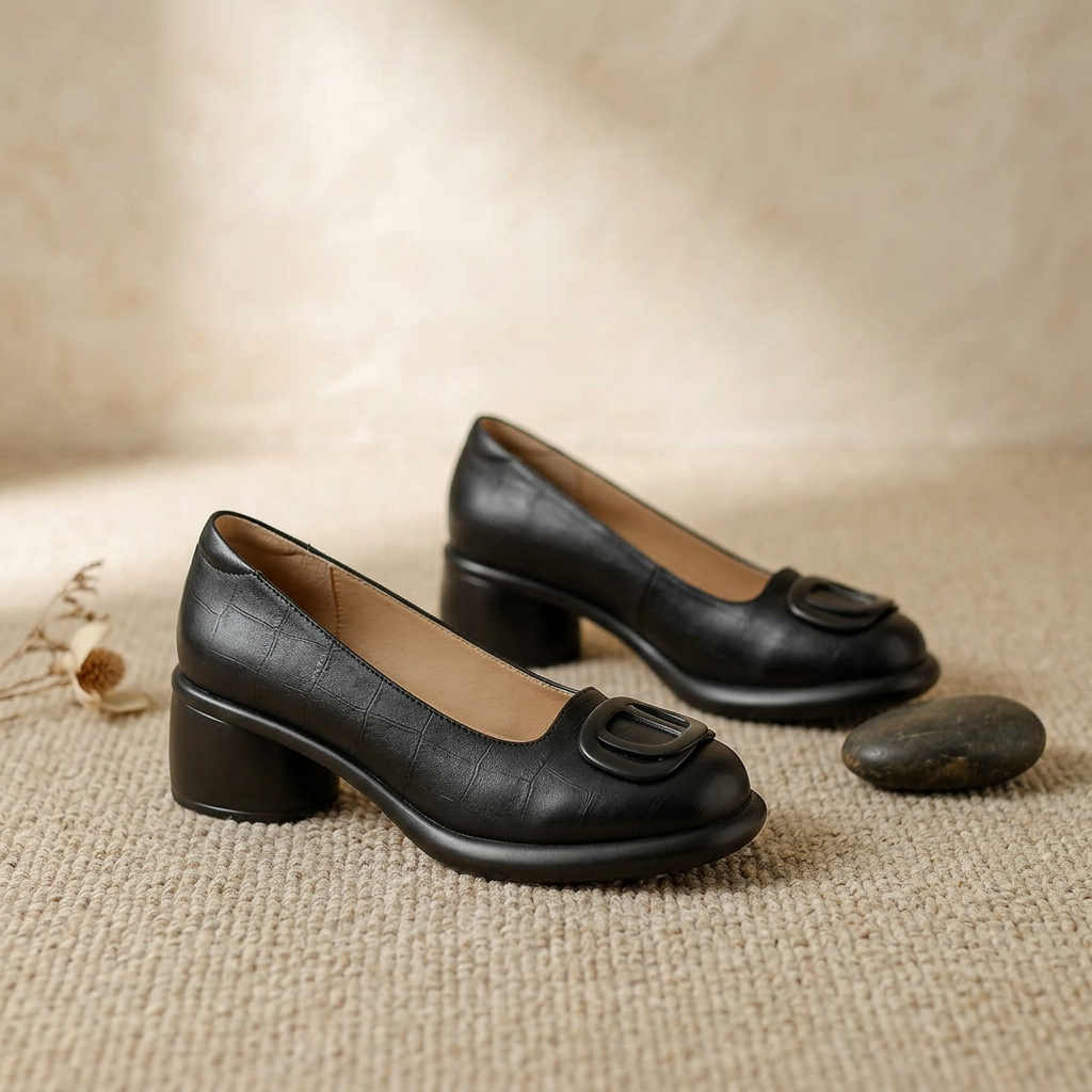 Product image for 2025 Hot Seller Retro Spring  Autumn Fashion Trend Round Head Soft Bottom Thick Heel Women Soft Bottom Single Shoes Comfortable