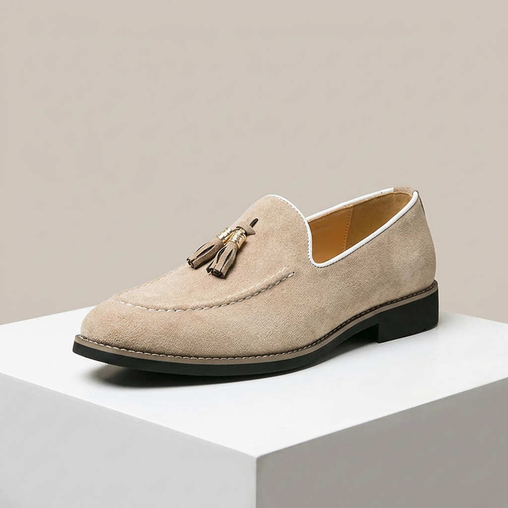 Product image for New Fashion Tassel Leather Men Shoes Slip On Loafers Round Toe Patchwork Suede Dress Shoes Man Daily Wedding Party Shoes for Man