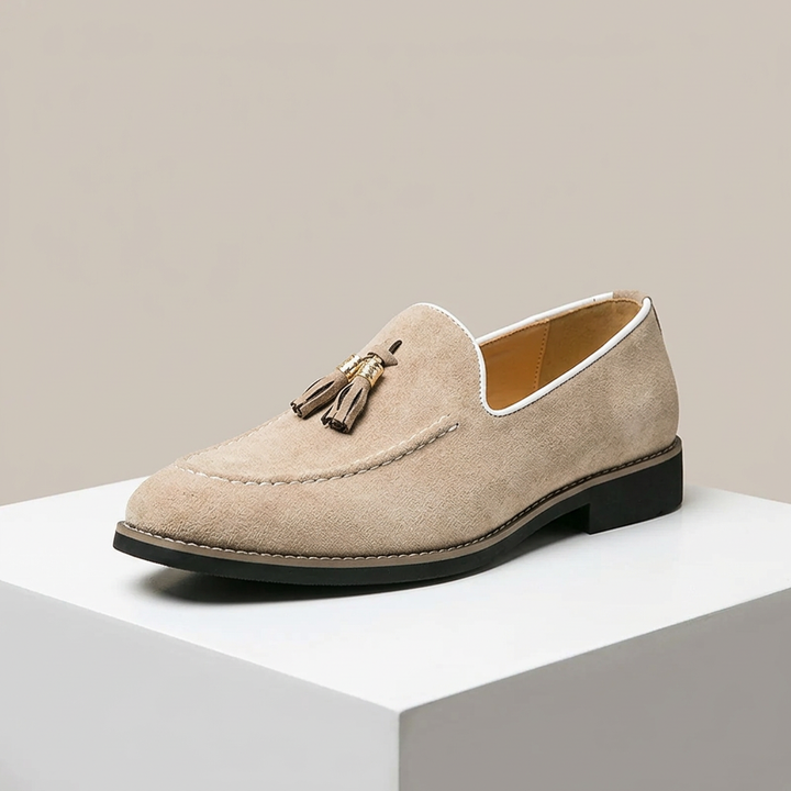 Product image for New Fashion Tassel Leather Men Shoes Slip On Loafers Round Toe Patchwork Suede Dress Shoes Man Daily Wedding Party Shoes for Man