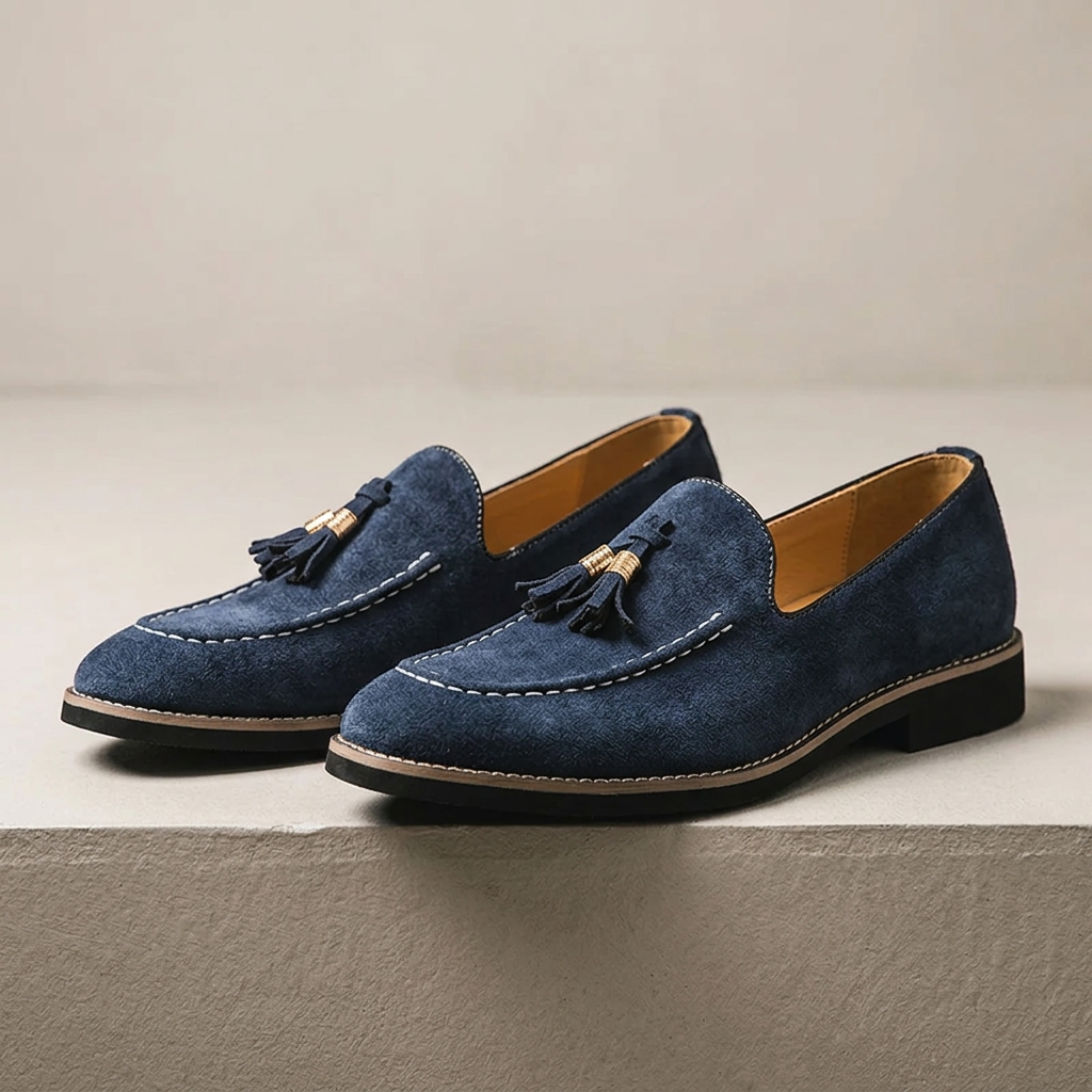 Product image for New Fashion Tassel Leather Men Shoes Slip On Loafers Round Toe Patchwork Suede Dress Shoes Man Daily Wedding Party Shoes for Man